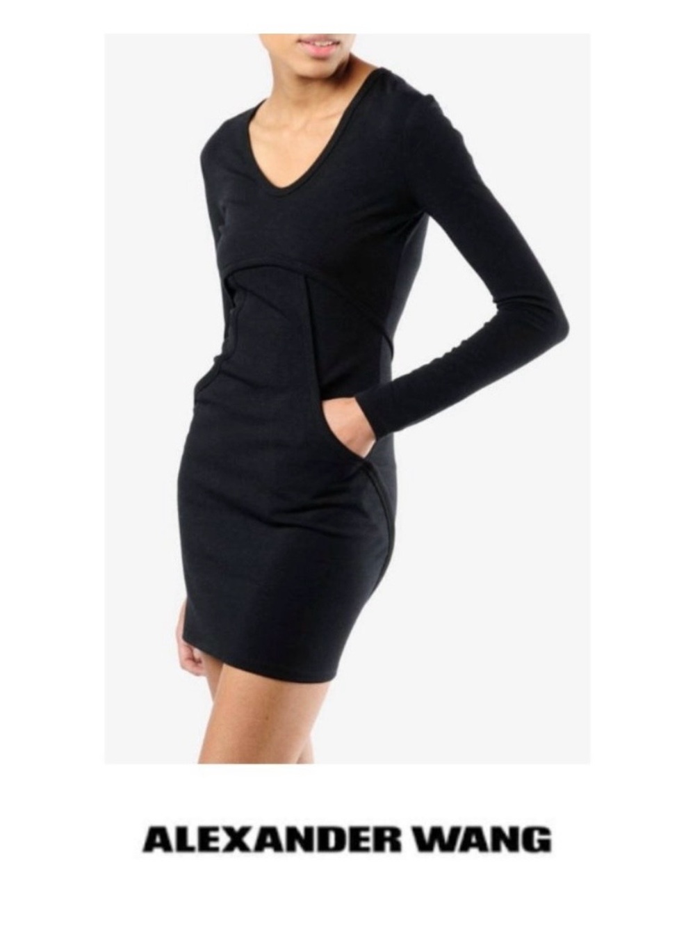 Alexander Wang Black Long-Sleeve Bodycon Ponte Dress